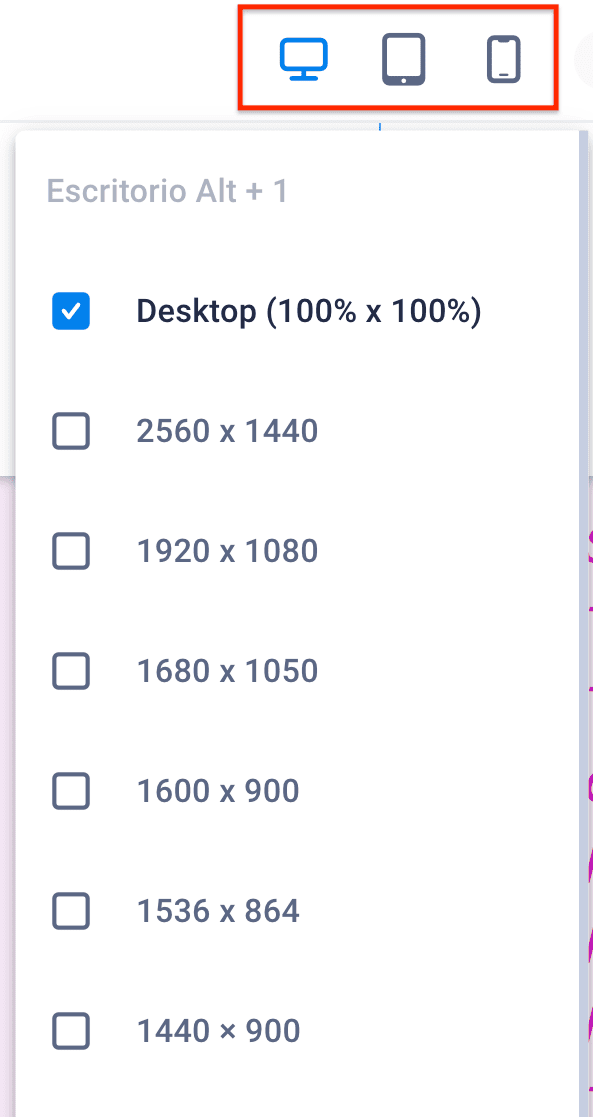 Previsualización en dispositivos